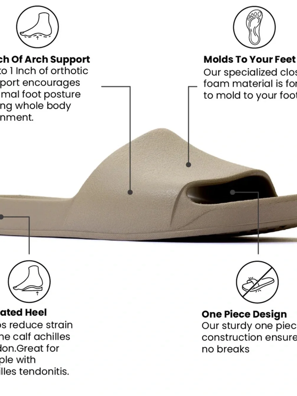 NWT Archies Arch Support Slides US Men’s 12 / US Women’s 13 Taupe